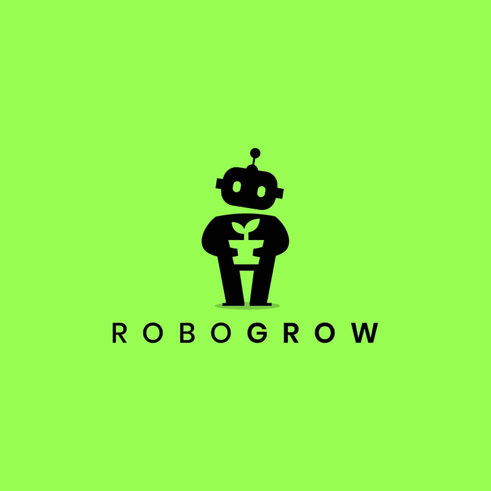 Robogrow logo — a robot cradling a potted seedling